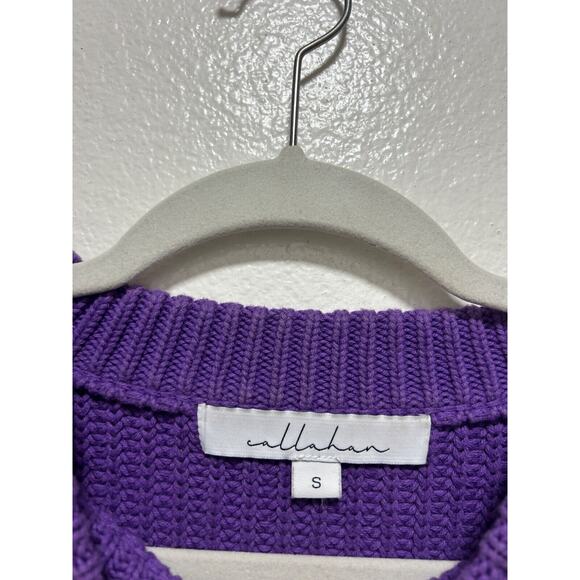 Callahan Revolve Classic Boyfriend Chunky Knit Purple Sweater Size Small - Picture 2 of 5